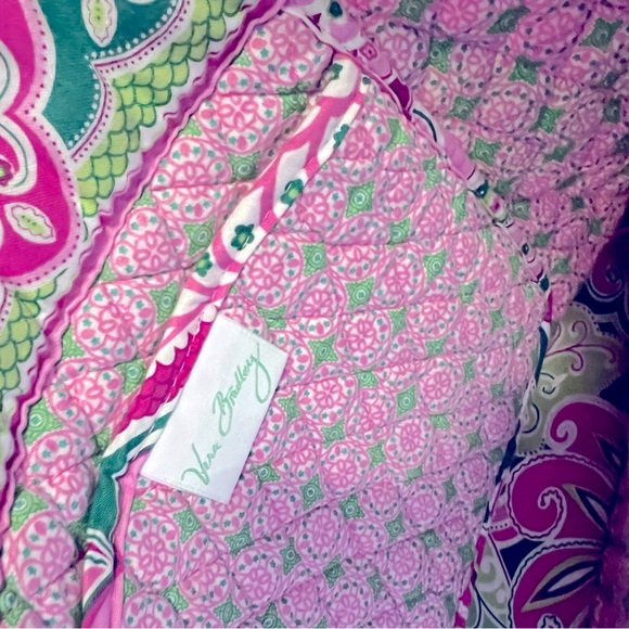 Vera Bradley Vibrant Pink and Green Patterned Tote Bag - Picture 4 of 5
